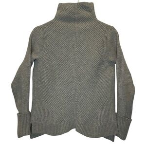 Vince Cashmere Wool Blend Funnel Neck Sweater Folded Cuff in Light Grey Medium